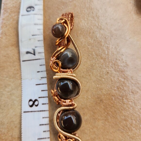Hand-Crafted Chocolate Jasper Pendant Wrapped in Copper - Picture 3 of 3